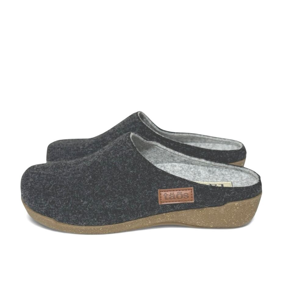 Taos Women’s Woolness Slip On Clog 9-9.5 Black Wool Upper Faux Fur Insole - Picture 5 of 12
